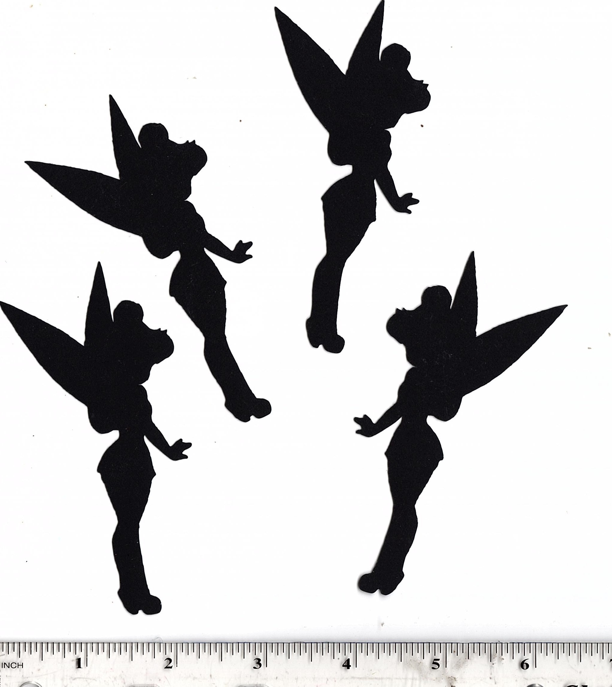 Black silhouette fairy tinkerbell inspired paper cut outs cutouts shapes