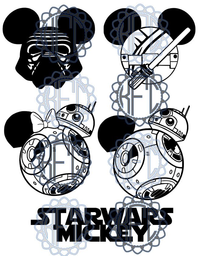 Kal on x e to my etsy shop star wars mickey minnie the last jedi bb luke kylo ren png pdf eps svg silhouettestudio file great for shirts car decals httpstcoyllfmeaozb supplies