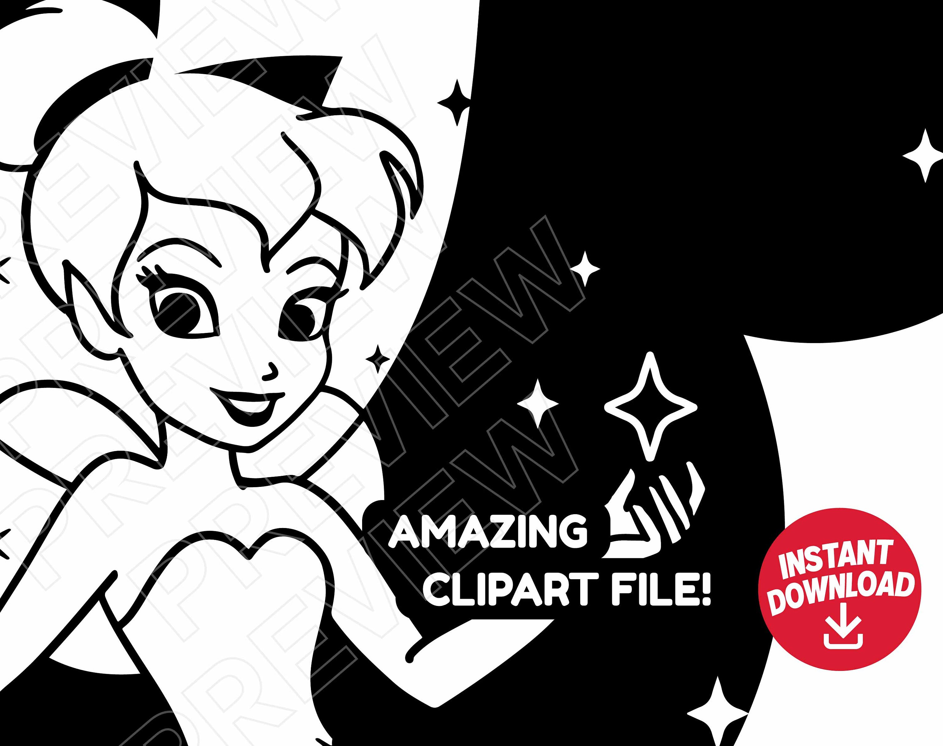 Tinkerbell svg png clipart disneyland ears tinker cut file outline silhouette