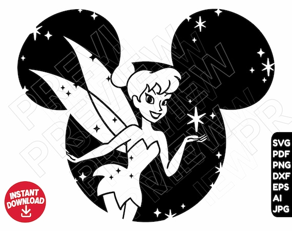 Tinkerbell svg fairy magic dxf png clipart vector cut file outline silhouette