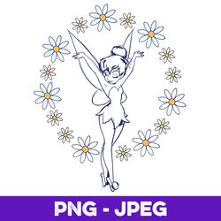 Disney peter pan tinker bell spring floral circle v