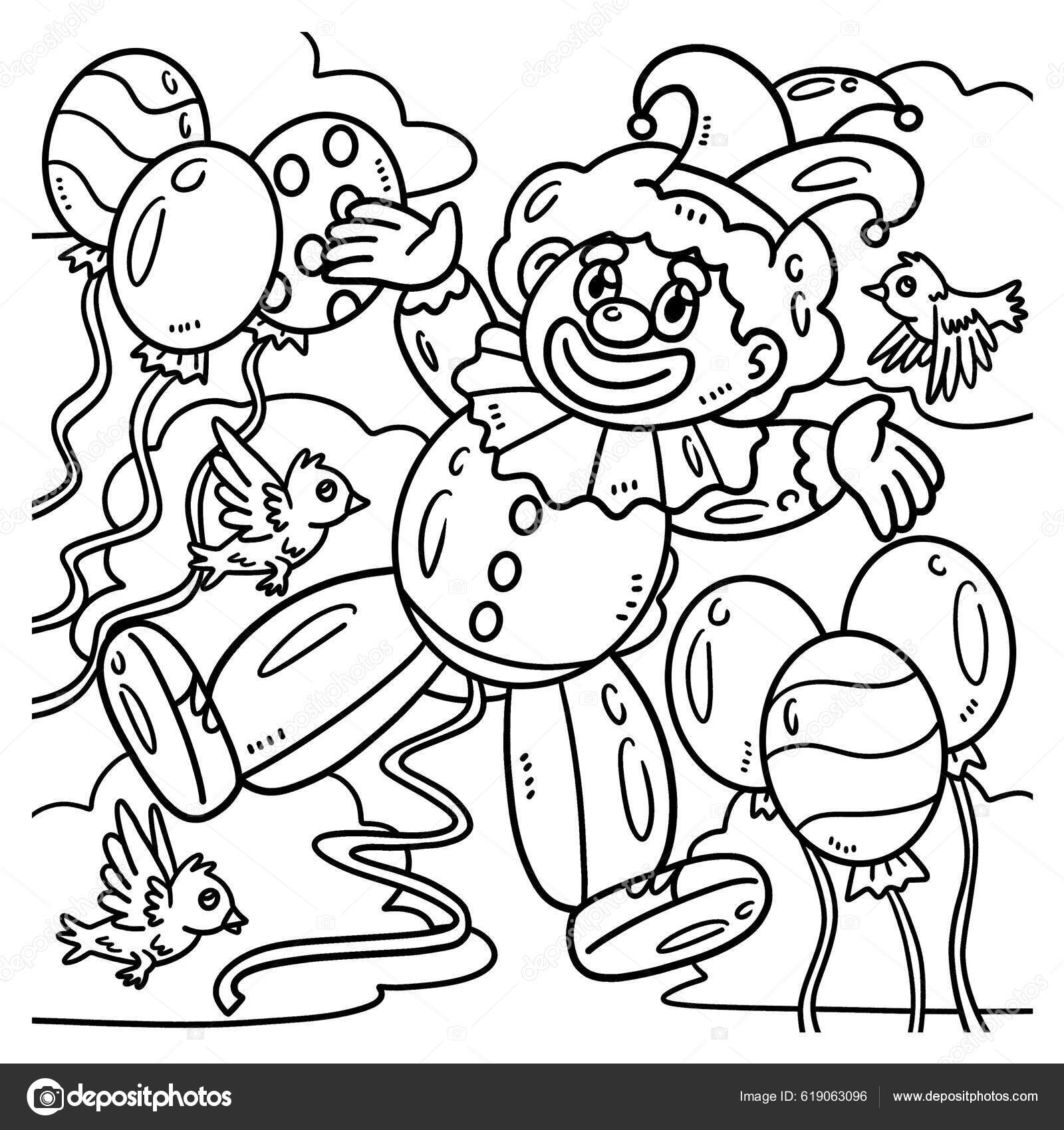 Cute funny coloring page mardi gras clown balloon provides hours stock vector by abbydesign