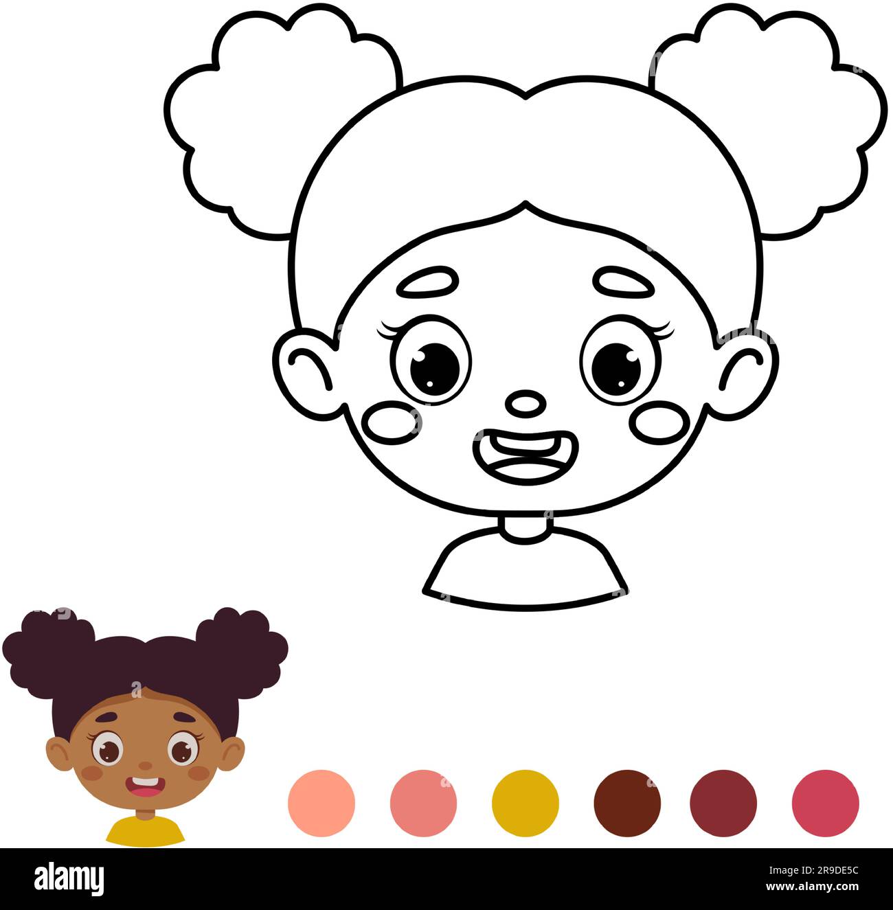 Cute and funny coloring page outline of a cartoon girl coloring book for kids educational activity for preschool years kids and toddlers vector stock vector image art