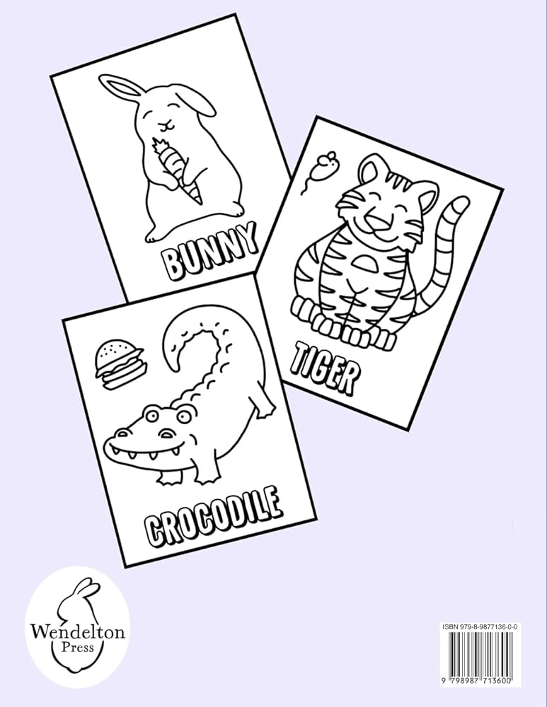 The cute silly animal coloring book for toddlers pages of easy and big illustrations on single