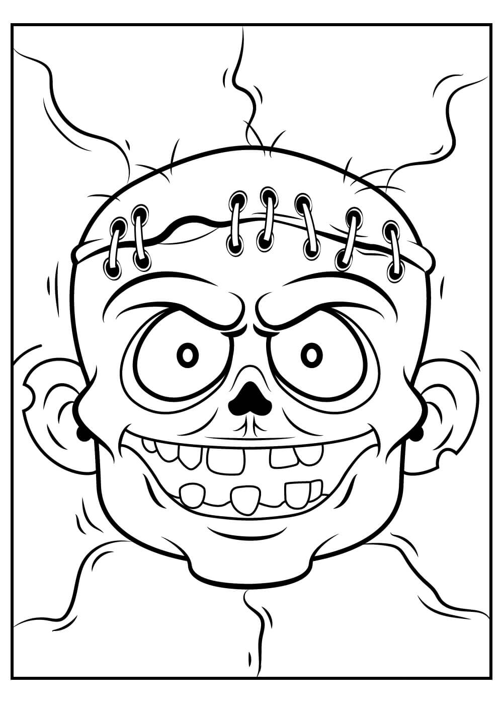 Zombie with funny face coloring page
