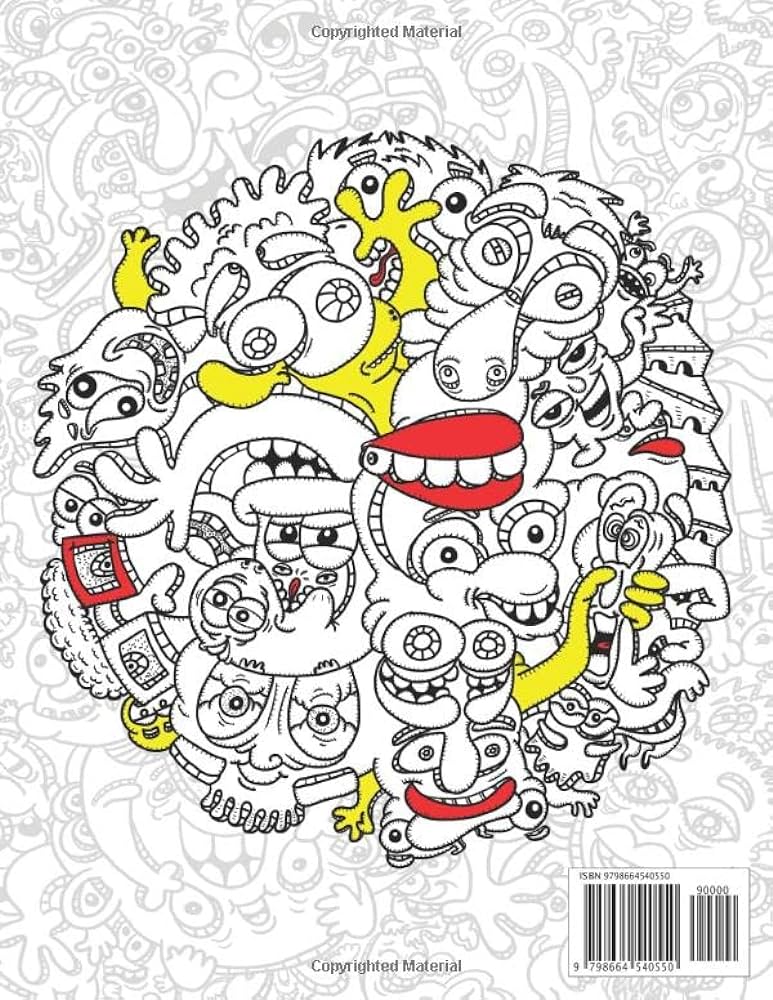 Funny faces a doodle coloring book by aksoy ibrahim bilgin