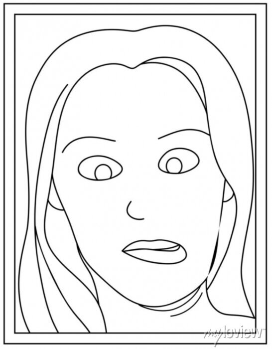 A silly face girl coloring page design â wall stickers lady eye eye
