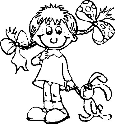 Funny face girl in pigtails and bows