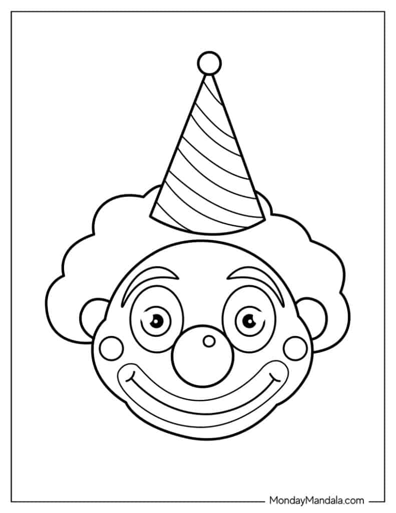 Clown coloring pages free pdf printables