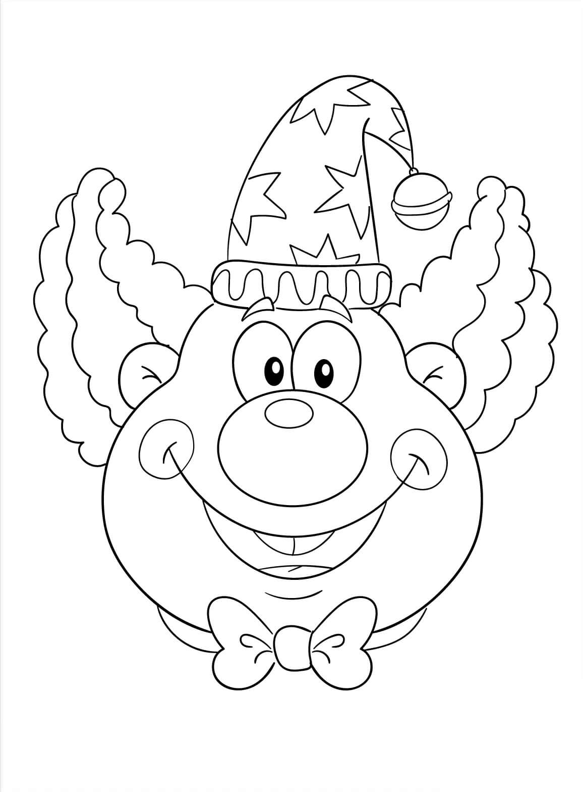 Funny clown face coloring page
