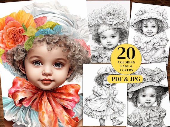 Baby silly funny face coloring page instant download young baby angels kids and adults printable pdf jpg