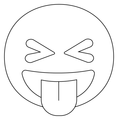 Squinting face with tongue emoji coloring page free printable coloring pages