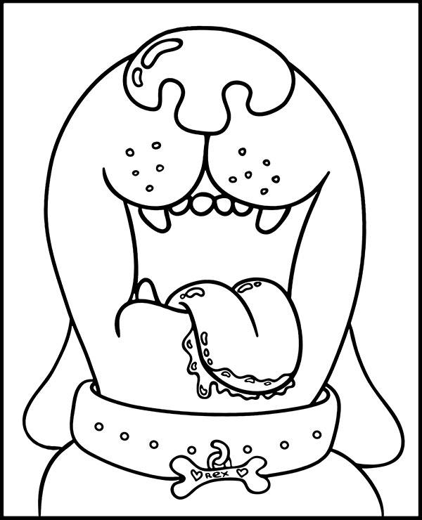 Funny dog head coloring page