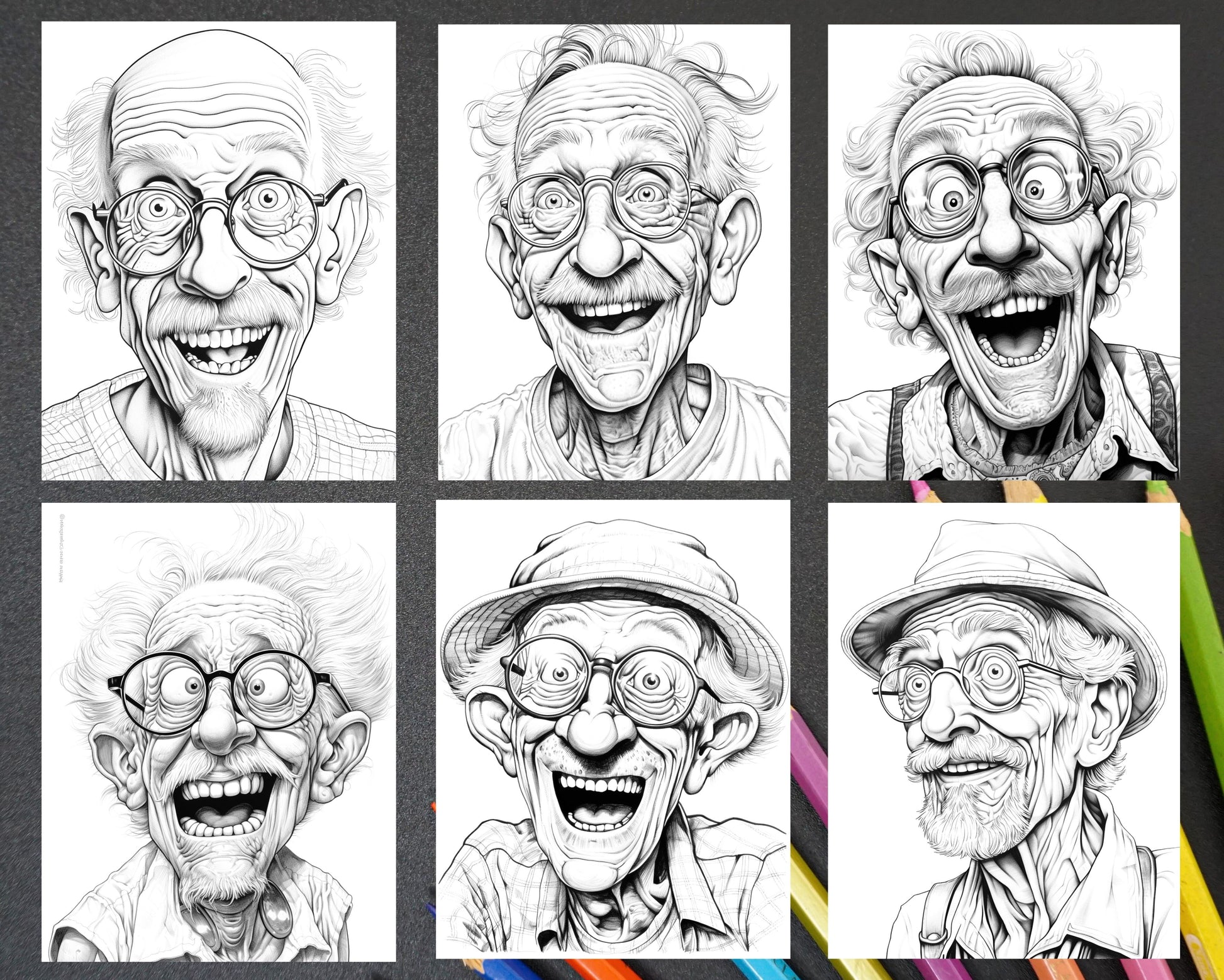 Funny grandpa grayscale coloring pages for adults printable pdf in â coloring