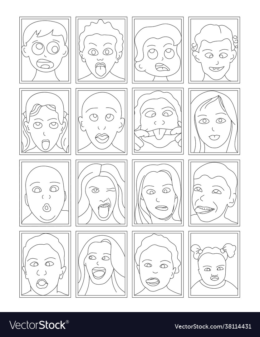 Silly faces colouring page royalty free vector image