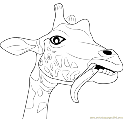 Giraffe funny face coloring page for kids