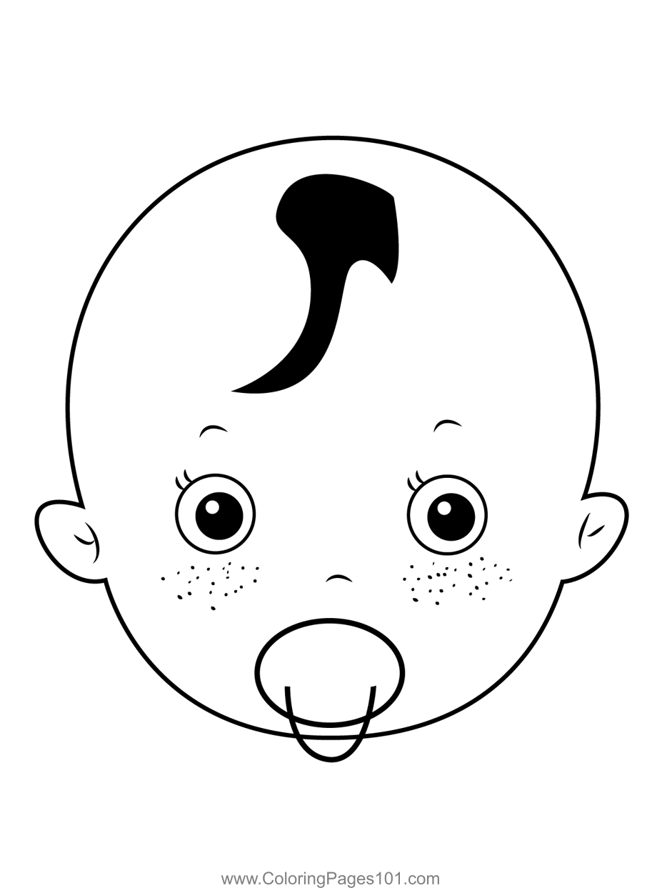 Funny baby face coloring page for kids
