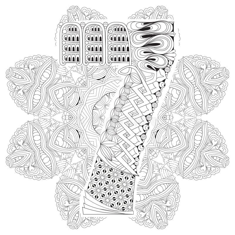 Mandala con el numero siete para colorear zentangle decorativo del vector ilustraciãn del vector