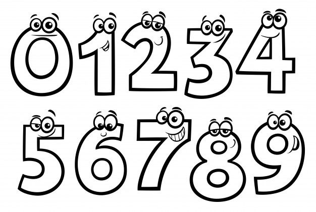 Dibujos animados de nãºmeros bãsicos para colorear libro vector premium numeros para colorir conjuntos numãricos desenho nãºmeros