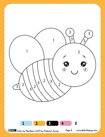 Dibujo de color de abeja por nãºmeros