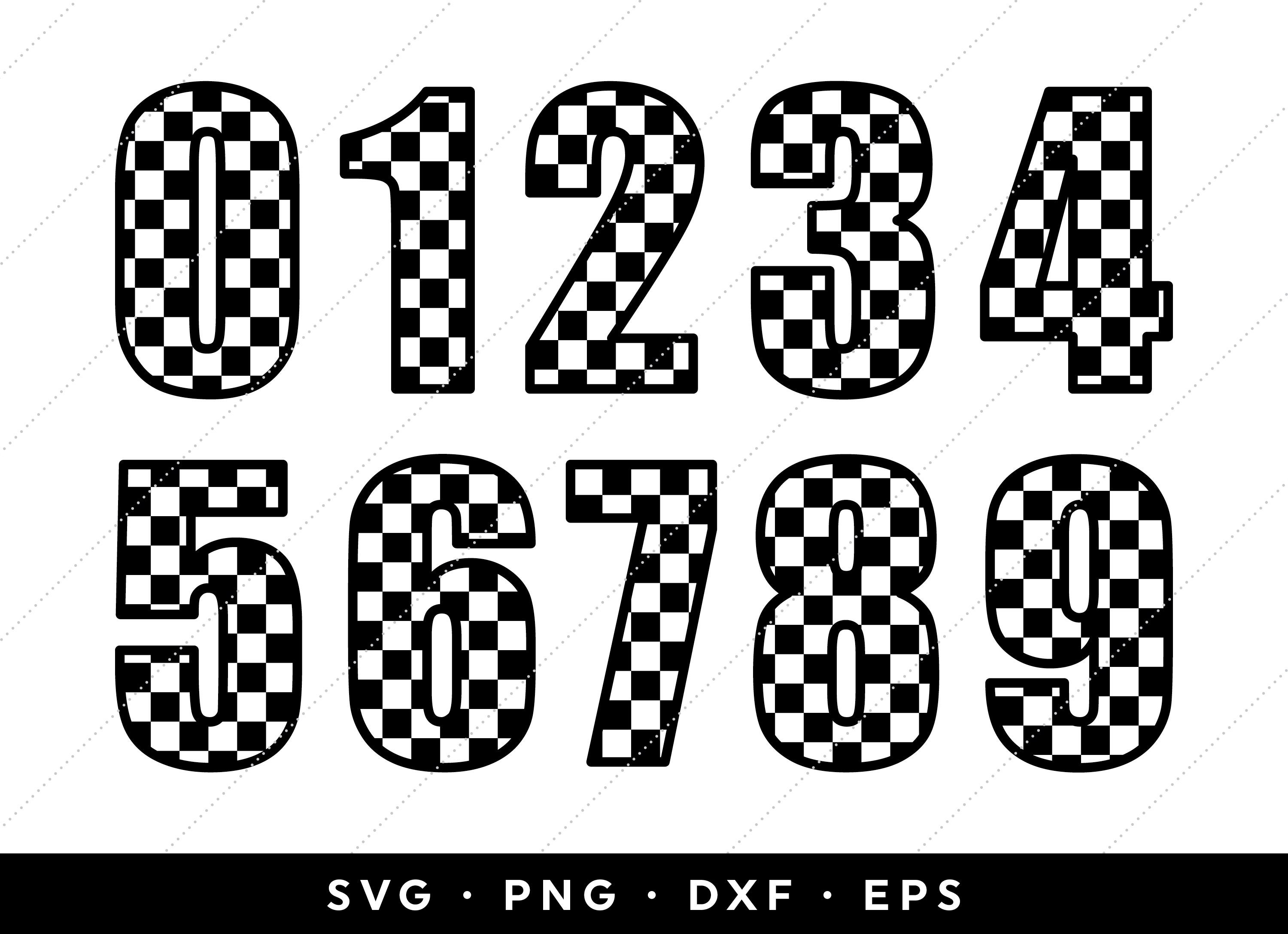 Checkered numbers svg racing numbers svg jersey numbers svg cricut silhouette instant download cut files png dxf eps