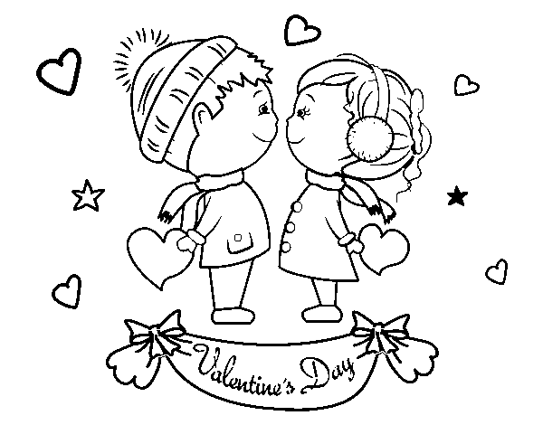 Dibujo de niãos de san valentãn para colorear