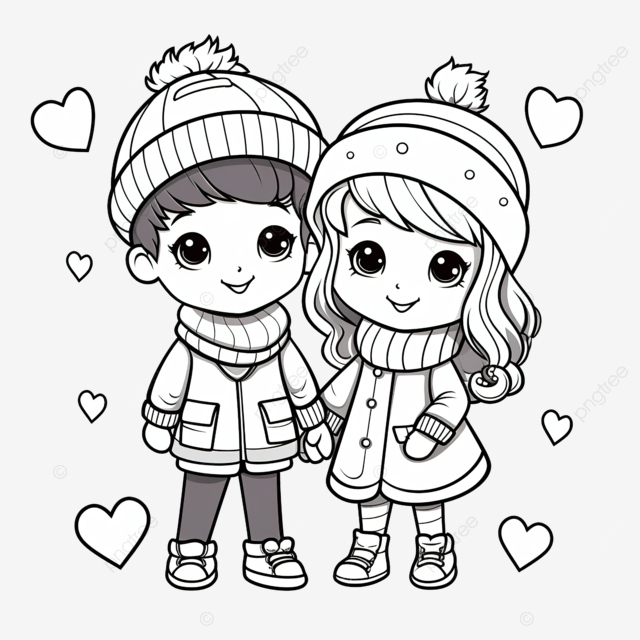 Pãgina para colorear de dulce pareja del dãa de san valentãn para niãos png dibujos ilustraciãn de amor colorante lãnea del corazãn png imagen para dcarga gratuita