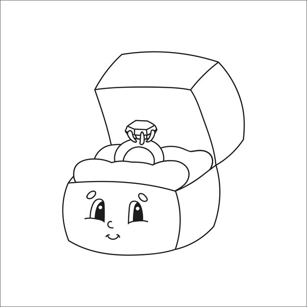 Pãgina de libro para colorear para niãos personaje de dibujos animados silueta de contorno negro aislado sobre fondo blanco dãa de san valentãn vector premium