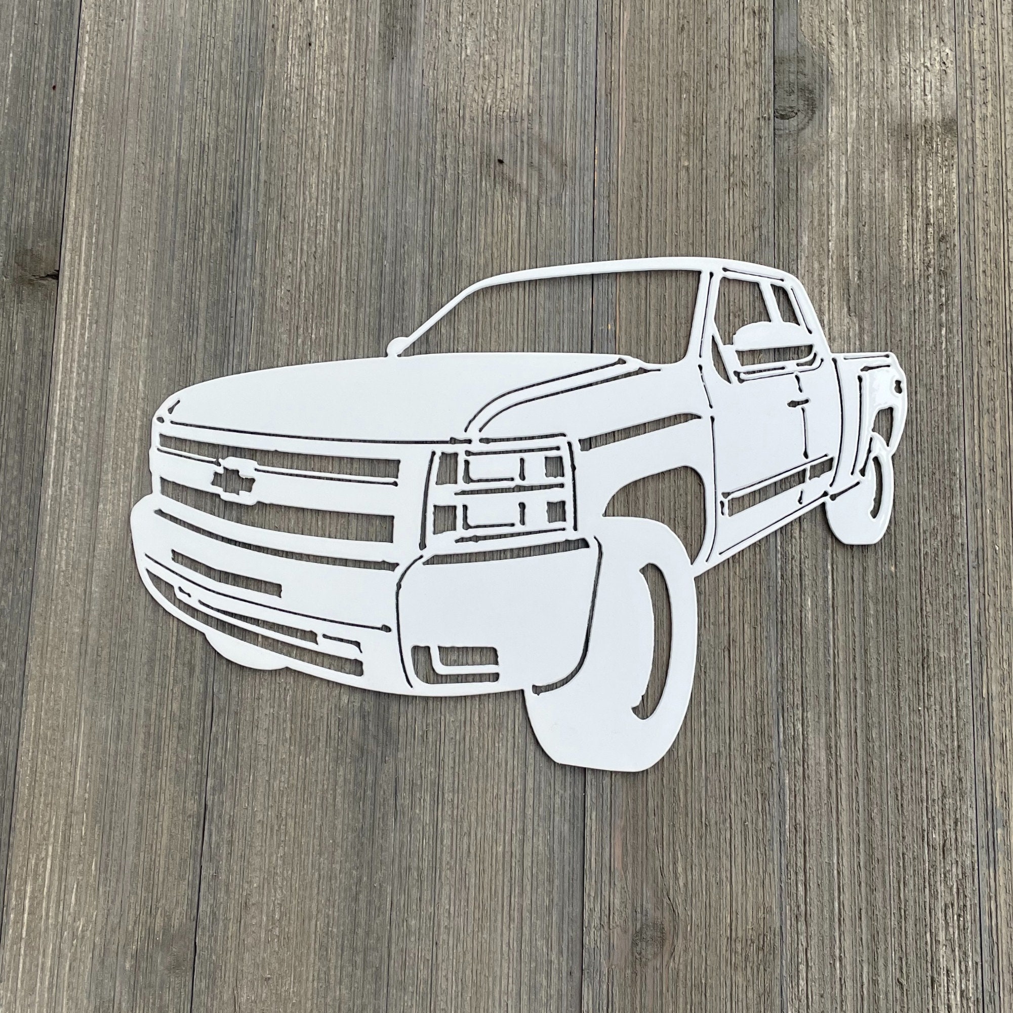 Recorte de letrero metãlico para chevy silverado con recubrimiento en polvo diseão realista para entusiastas de los camiones tercera generaciãn