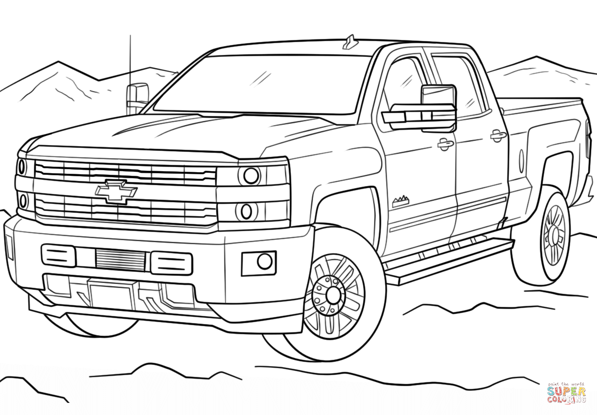 Ausmalbild chevrolet silverado ausmalbilder kostenlos zum ausdrucken chevy malvorlage auto ausmalen