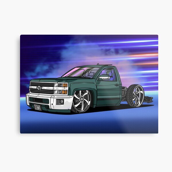 Chevrolet silverado street truck neon metal print for sale by navin guyvit