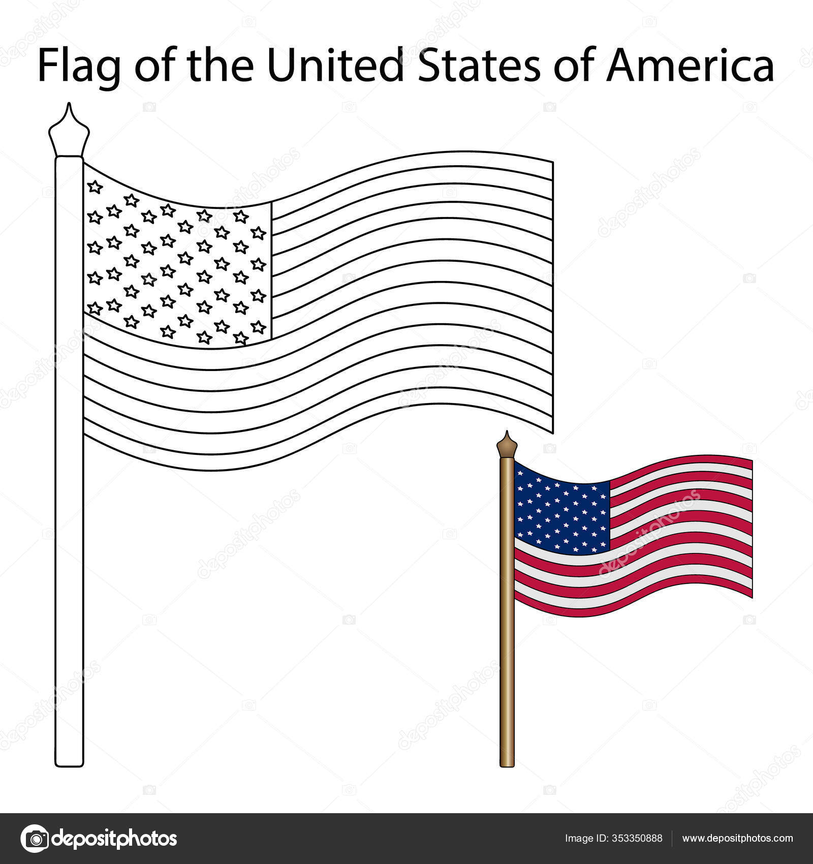 Bandera usa ilustraciãn vectorial temas polãticos libro para colorear para vector de stock por gebbimur