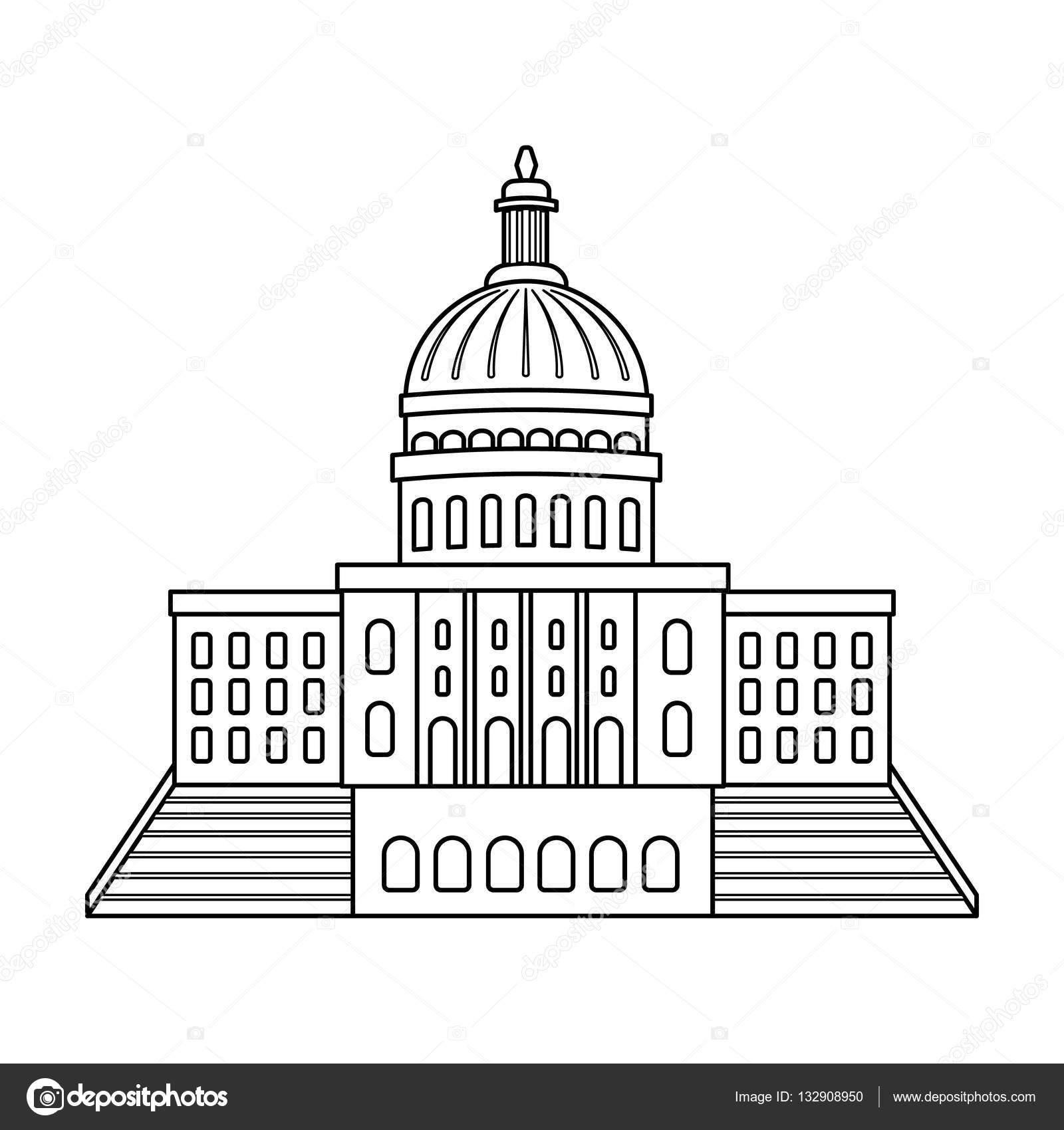 Icono del capitolio de los estados unidos en estilo de esquema aislado sobre fondo blanco eeuu paãs sãmbolo stock vector ilustraciãn vector de stock por pandavector