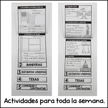 Sãmbolos de texas y estados unidos mini flip book