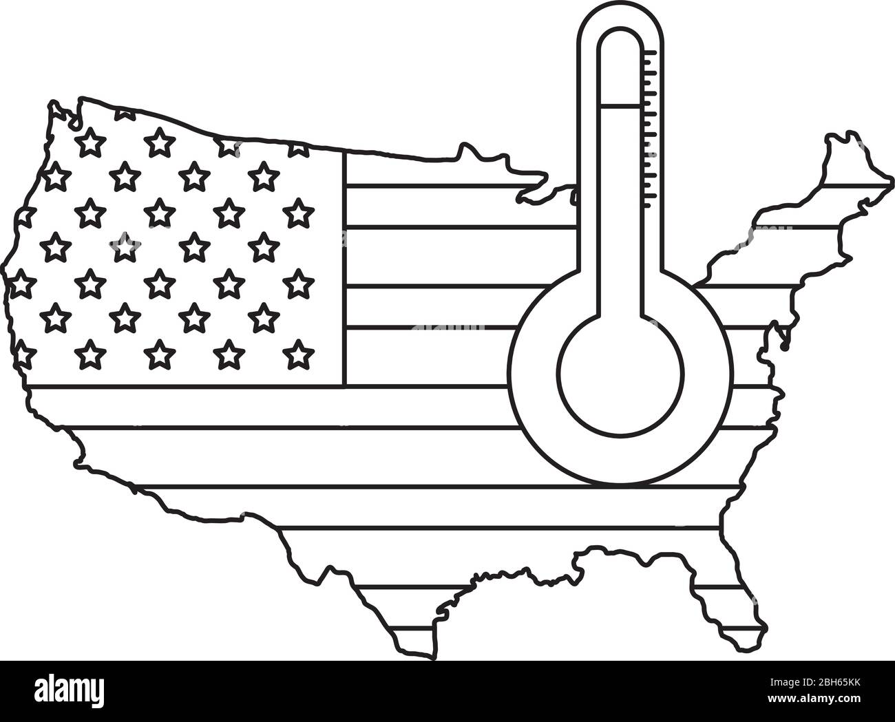 Mapa bandera de tados unidos imãgen de stock en blanco y negro