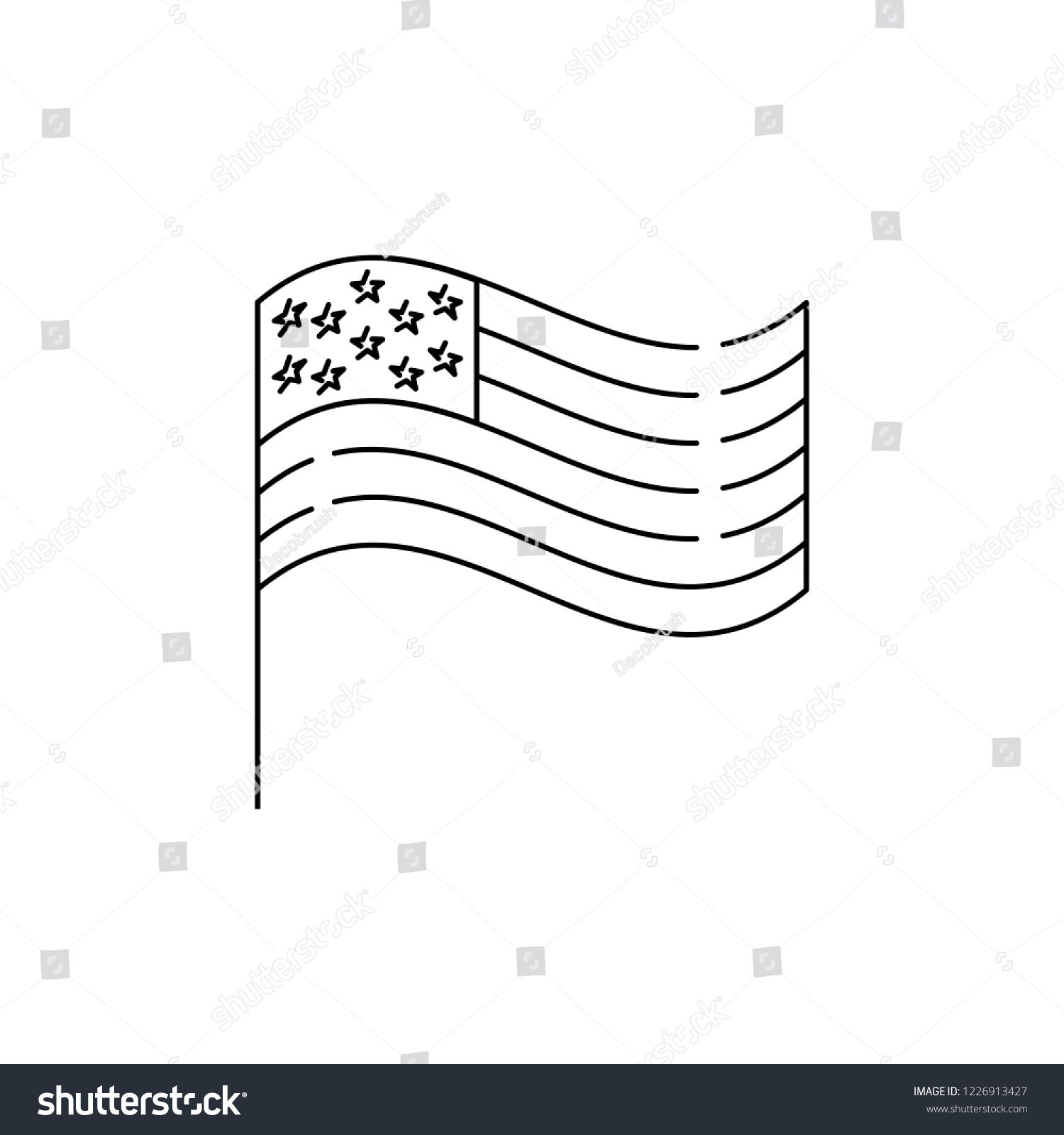 American flag line icon usa flag vector de stock libre de regalãas