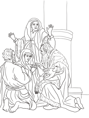 Simeon and anna recognize the lord in jesus coloring page free printable coloring pages
