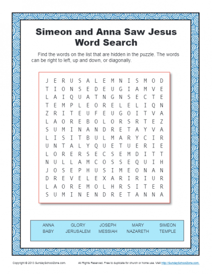 Free printable bible word search activities on sunday school zone