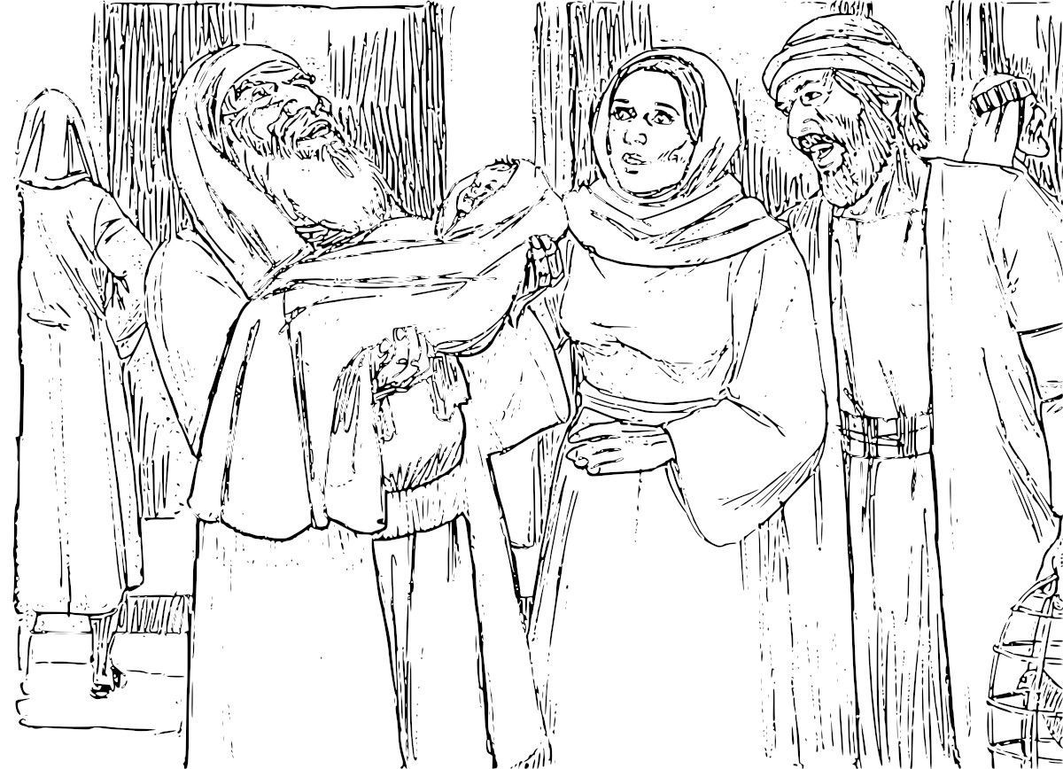 The presentation of jesus at the temple coloring pages
