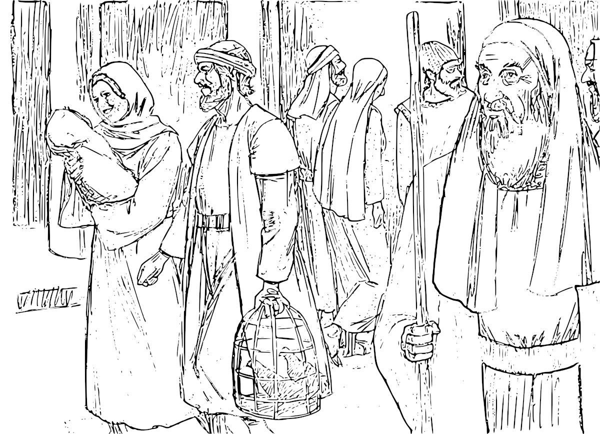 The presentation of jesus at the temple coloring pages