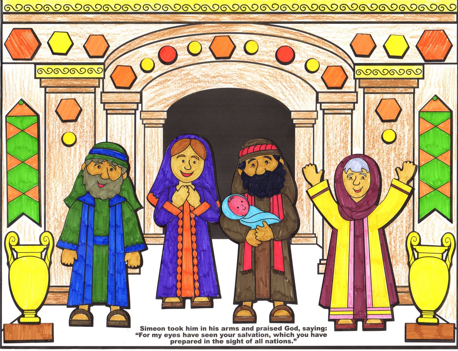 Petersham bible book tract depot colour your own simeon anna sticker scene
