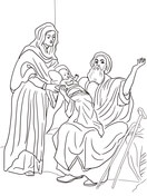 Simeon and anna recognize the lord in jesus coloring page free printable coloring pages
