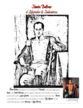Simon bolivar coloring page by deborah fields tpt