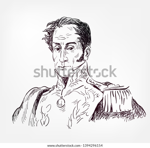 Simon bolivar vector sketch portrait stock vector royalty free