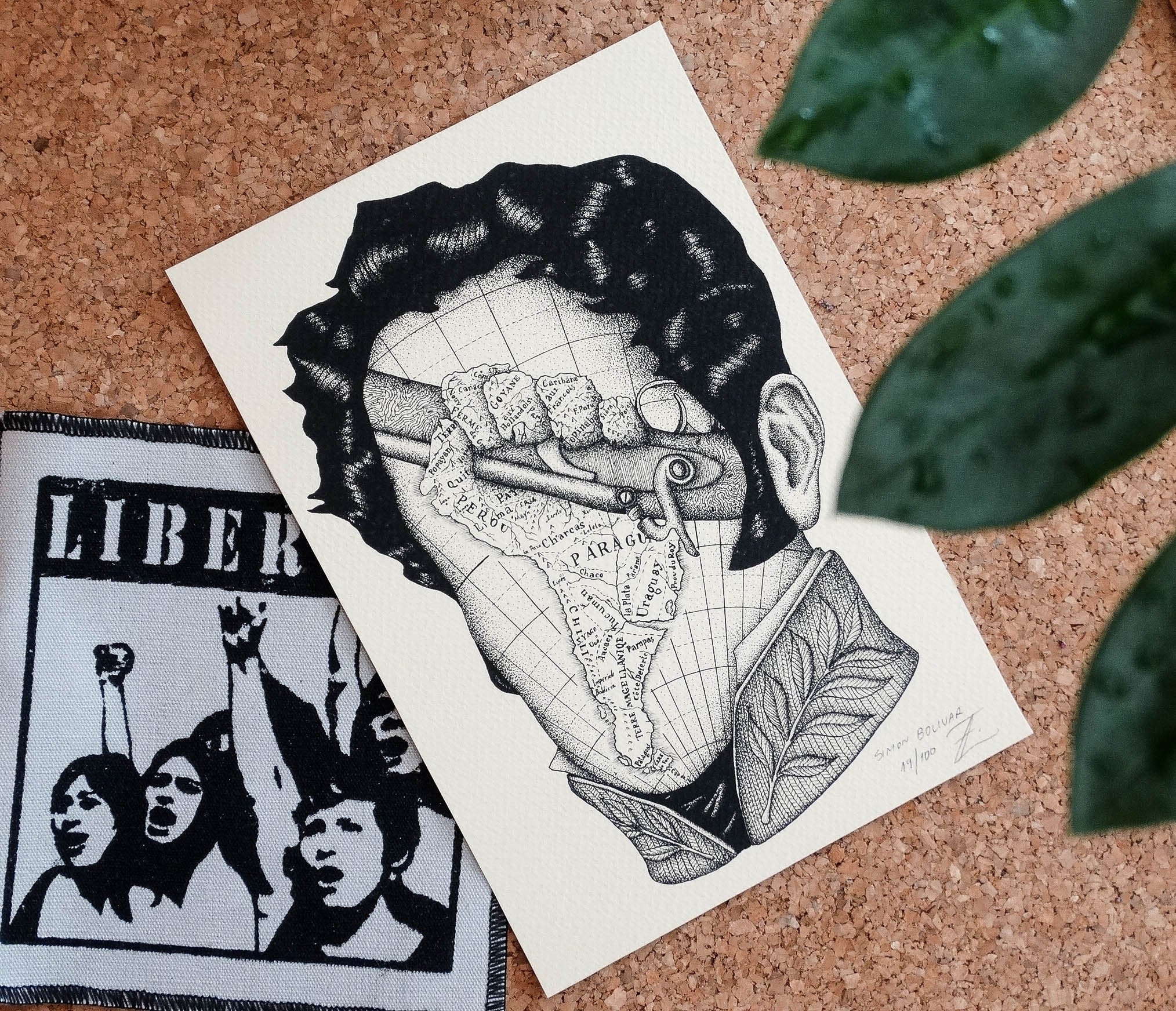 Simon bolivar art print small art print abstract portrait wall decor minimal decor boho decor tattoo print socialism boho