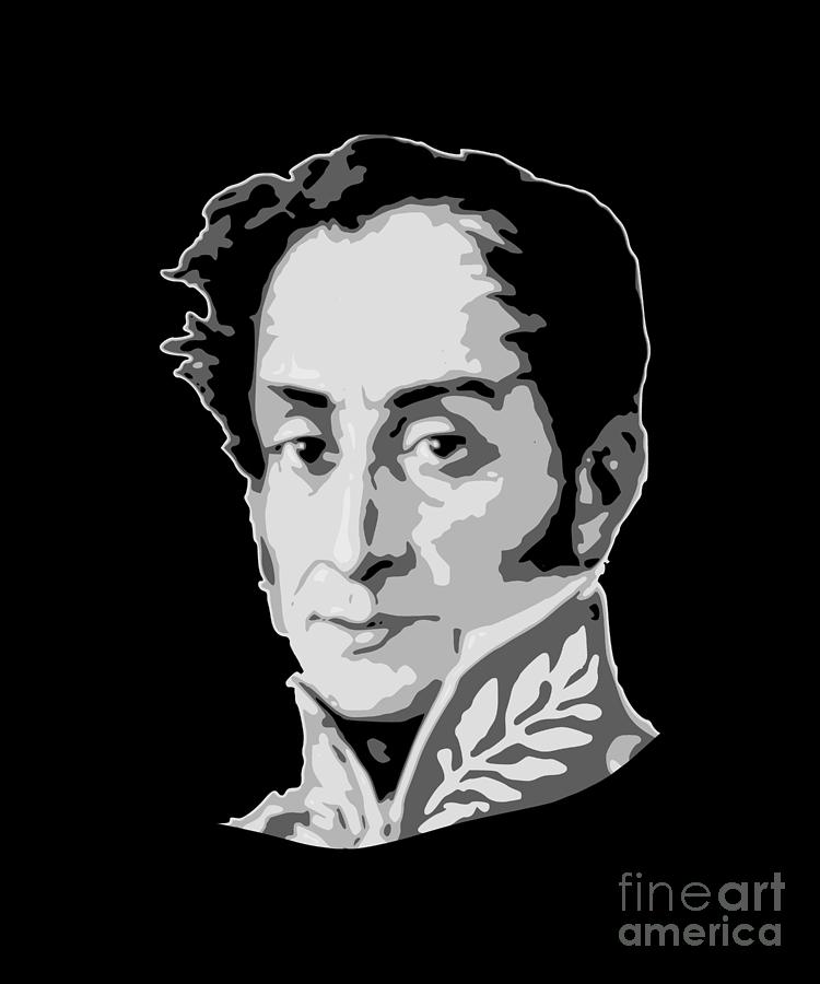 Simon bolivar black and white digital art by megan miller