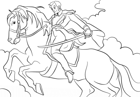 Simon bolivar on a horse coloring page free printable coloring pages