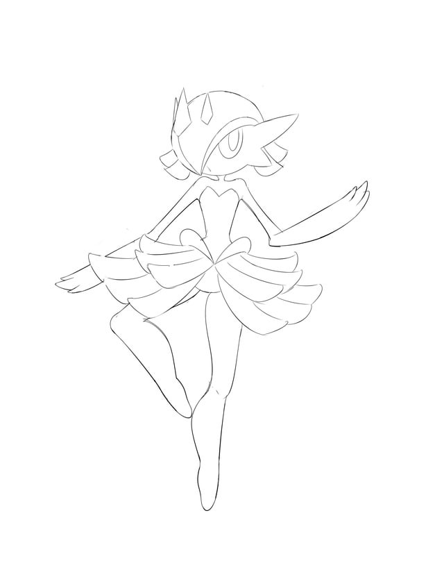 New kirlia evo to bridge between galladegardevoir as a fightfairy wanted to emphasize powerful legs and instead of the chest horn the hips would have horns i liked the idea of keeping