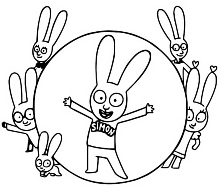 Coloring page simon rabbit simon and his friends