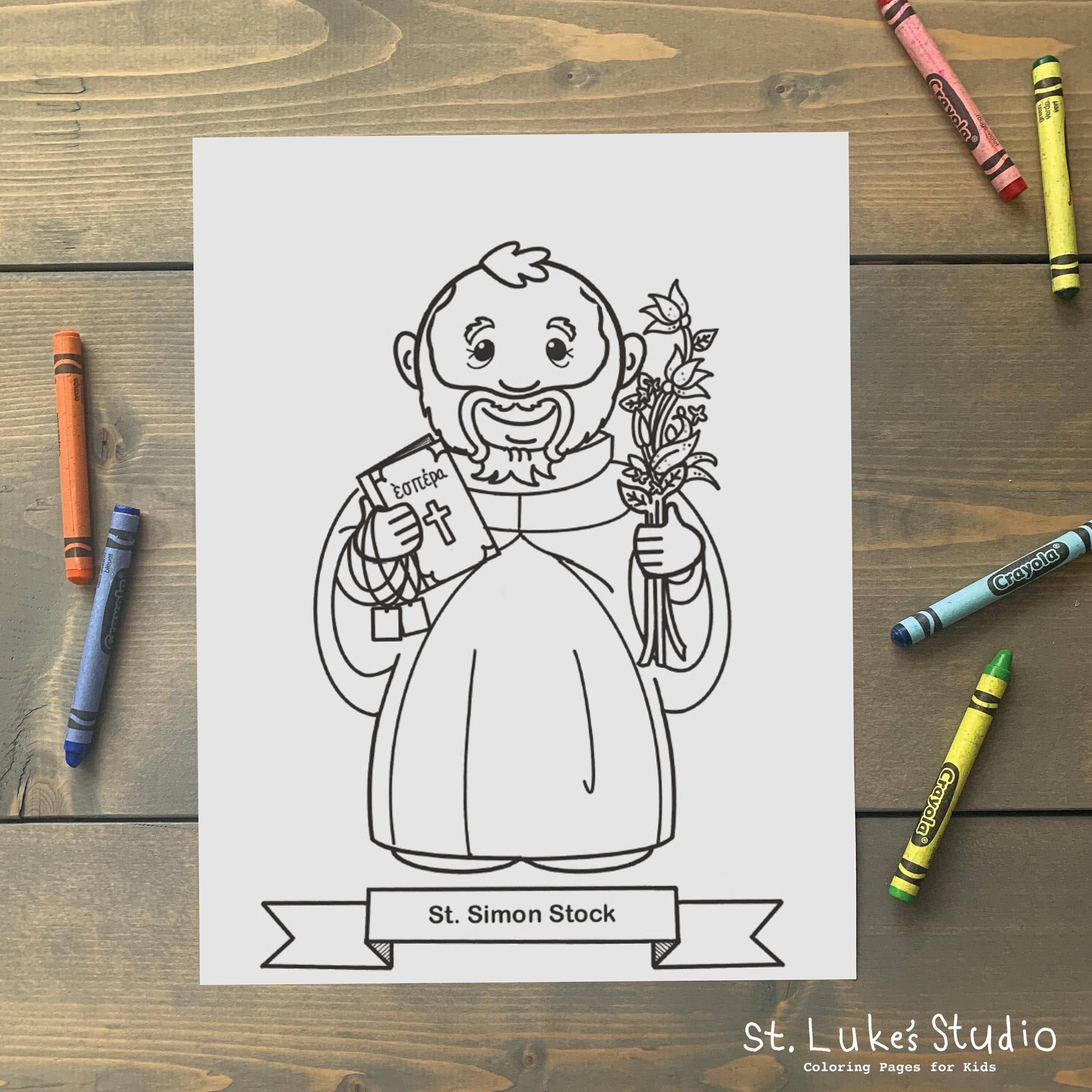 St simon stock coloring page for catholic kids digital